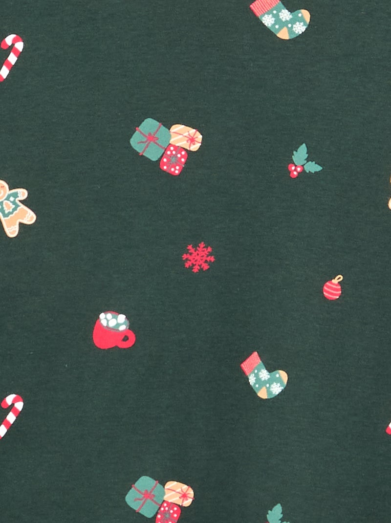 Pyjama 'Noël' 2 pièces - T-shirt à manches longues + pantalon Vert - Kiabi