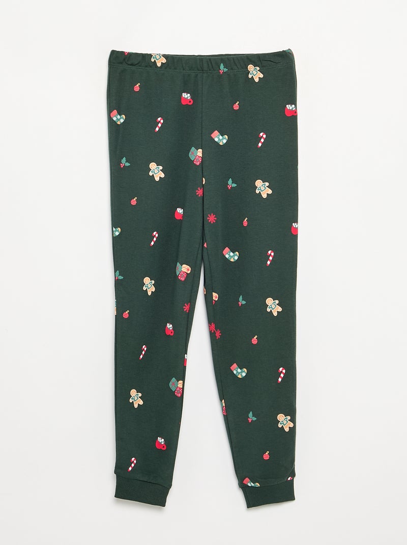 Pyjama 'Noël' 2 pièces - T-shirt à manches longues + pantalon Vert - Kiabi