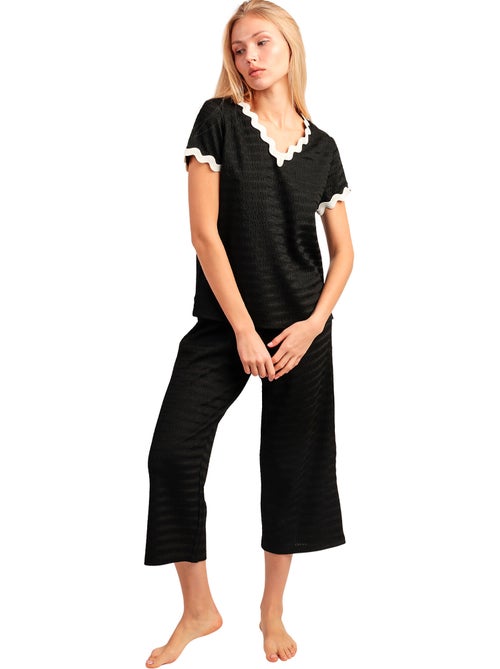 Pyjama palazzo broek t-shirt luxe waves - Kiabi Pyjama palazzo broek t-shirt luxe waves - Kiabi