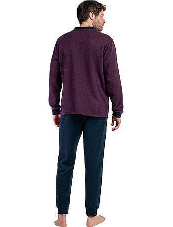 Pyjama pantalon chemise manches longues claret