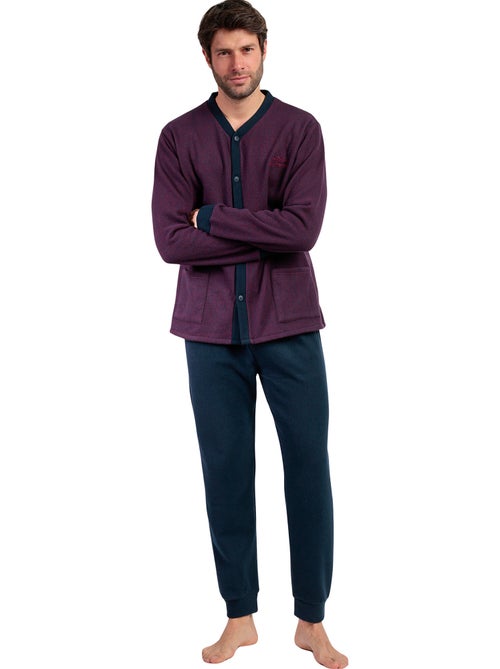 Pyjama pantalon chemise manches longues claret - Kiabi Pyjama pantalon chemise manches longues claret - Kiabi