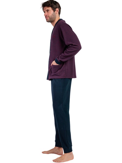 Pyjama pantalon chemise manches longues claret - Kiabi Pyjama pantalon chemise manches longues claret - Kiabi