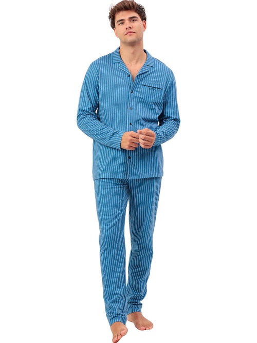 Pyjama pantalon chemise manches longues classic stripes - Kiabi Pyjama pantalon chemise manches longues classic stripes - Kiabi