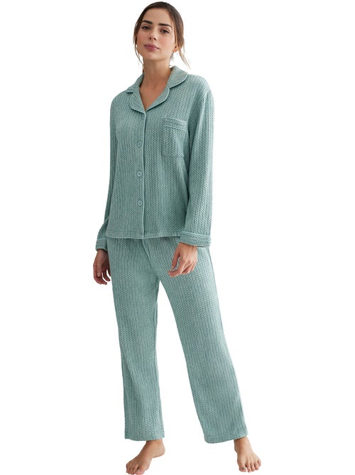 Pyjama pantalon chemise manches longues espiga - Kiabi