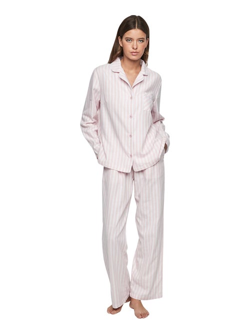 Pyjama pantalon chemise manches longues p105 oxford - Kiabi Pyjama pantalon chemise manches longues p105 oxford - Kiabi