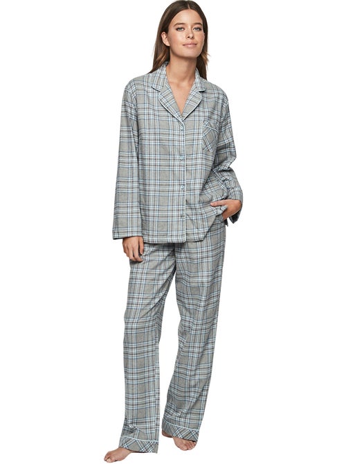 Pyjama pantalon chemise manches longues p114 heritage - Kiabi