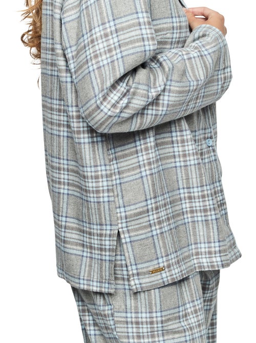 Pyjama pantalon chemise manches longues p114 heritage - Kiabi