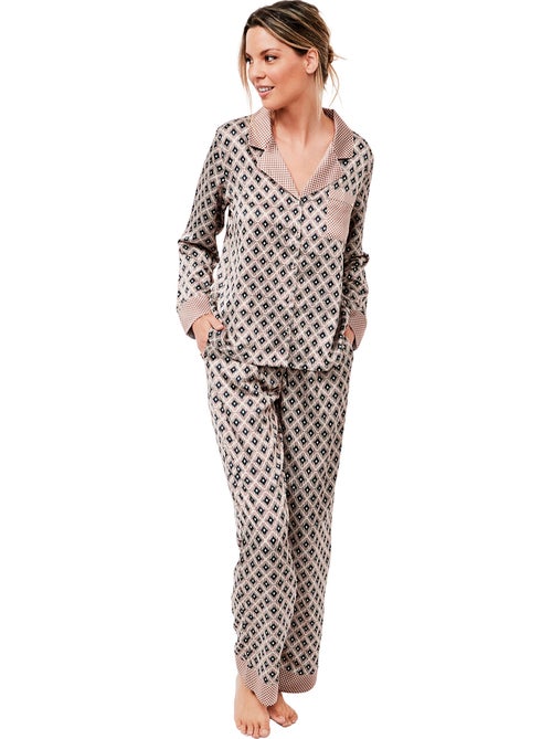Pyjama pantalon chemise manches longues p116 satin sublime - Kiabi Pyjama pantalon chemise manches longues p116 satin sublime - Kiabi
