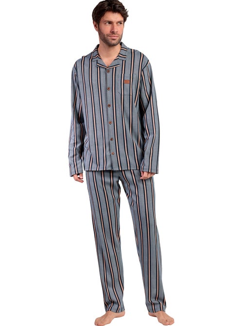 Pyjama pantalon chemise manches longues pointe antonio miro - Kiabi Pyjama pantalon chemise manches longues pointe antonio miro - Kiabi