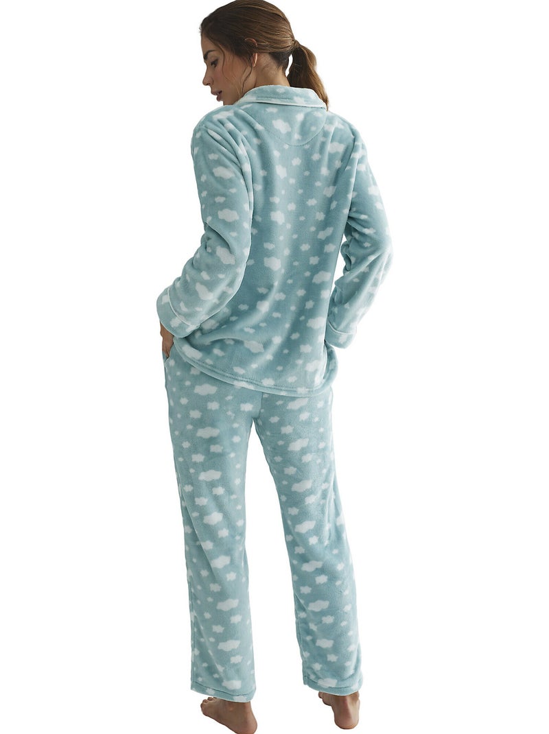 Pyjama pantalon chemise manches longues polar joven Vert - Kiabi
