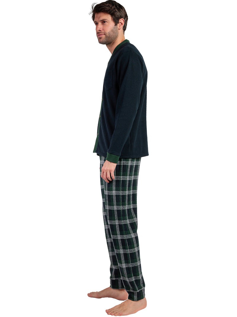 Pyjama pantalon chemise manches longues smeraldo Bleu marine - Kiabi