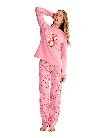 Pyjama pantalon droit top m.longues foxy