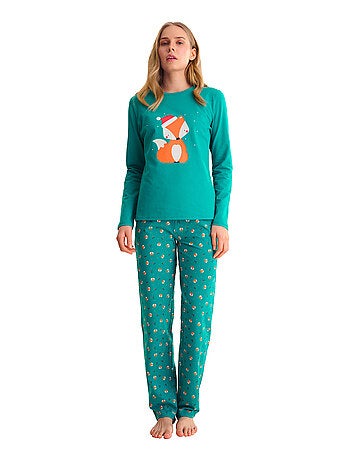 Pyjama pantalon droit top m.longues foxy