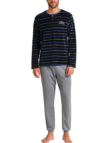 Pyjama pantalon et haut velour blues