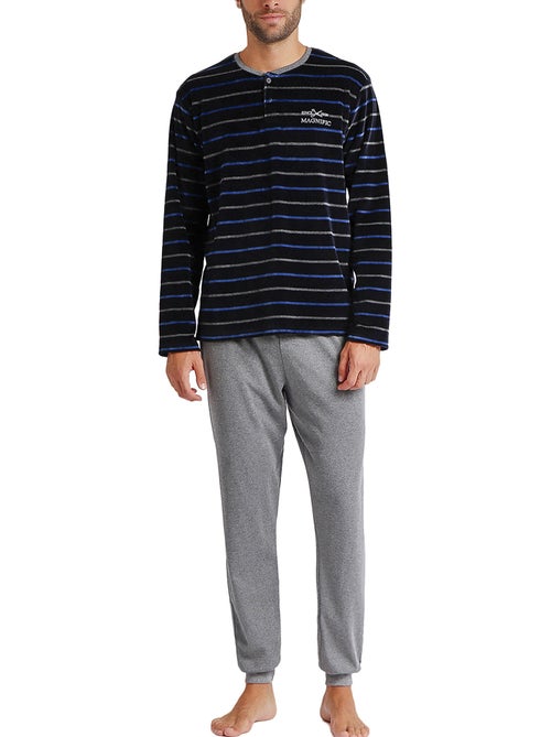Pyjama pantalon et haut velour blues - Kiabi Pyjama pantalon et haut velour blues - Kiabi