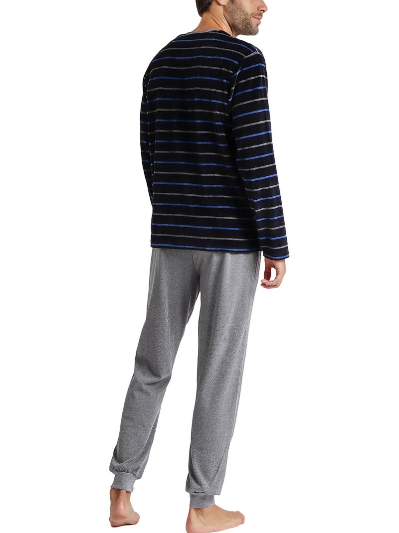 Pyjama pantalon et haut velour blues Bleu marine - Kiabi