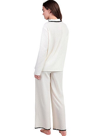 Pyjama pantalon large et chemise manches longues stitching