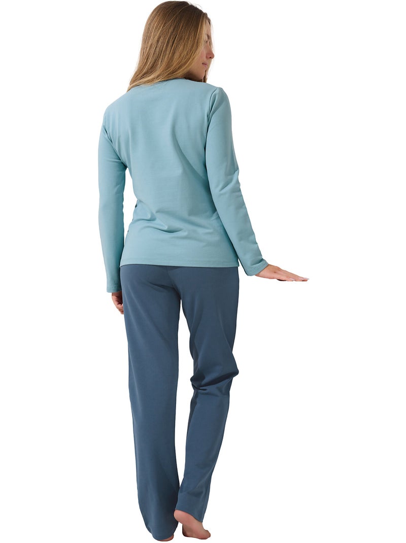 Pyjama pantalon large top manches longues delightful Bleu - Kiabi