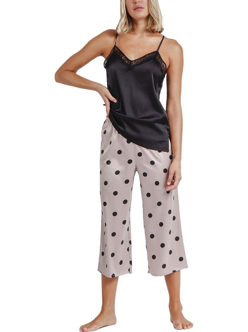 Pyjama pantalon palazzo caraco elegant dots - Kiabi