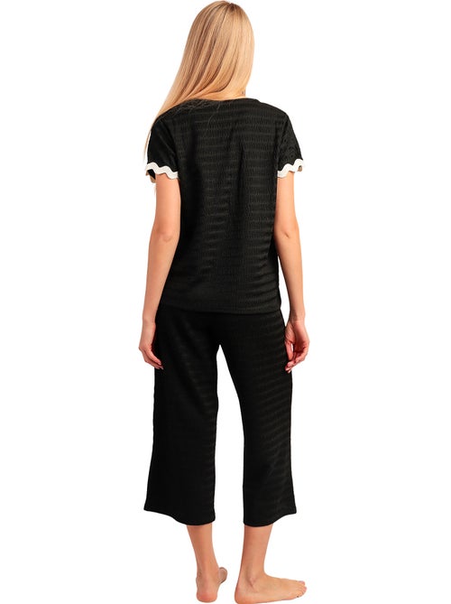 Pyjama pantalon palazzo t-shirt luxe waves - Kiabi Pyjama pantalon palazzo t-shirt luxe waves - Kiabi