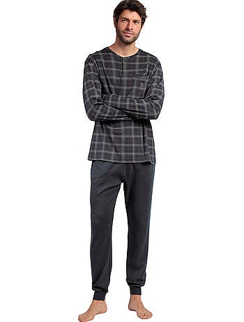 Pyjama pantalon polo manches longues cinnamon