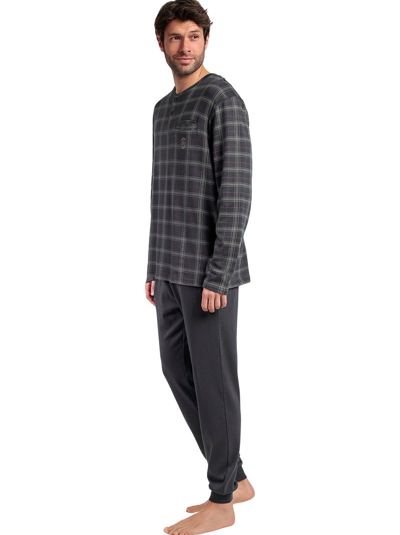 Pyjama pantalon polo manches longues cinnamon Gris - Kiabi
