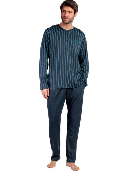 Pyjama pantalon polo manches longues italic - Kiabi Pyjama pantalon polo manches longues italic - Kiabi