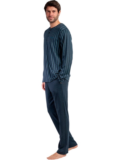 Pyjama pantalon polo manches longues italic - Kiabi Pyjama pantalon polo manches longues italic - Kiabi