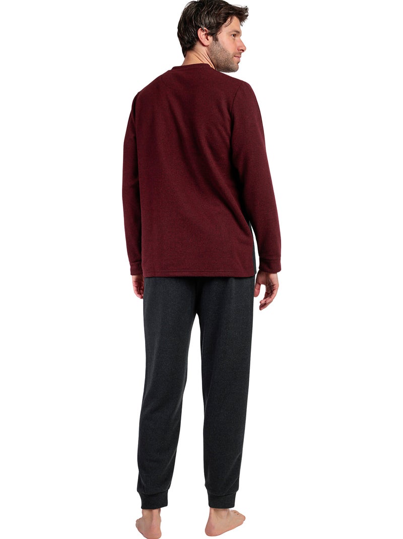 Pyjama pantalon polo manches longues royals Bordeaux - Kiabi