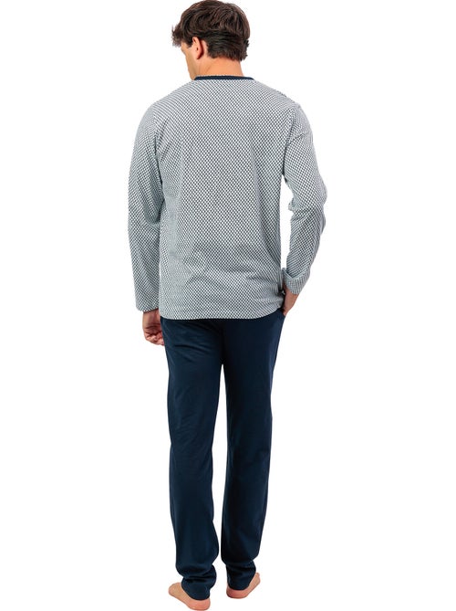 Pyjama pantalon polo manches longues society - Kiabi