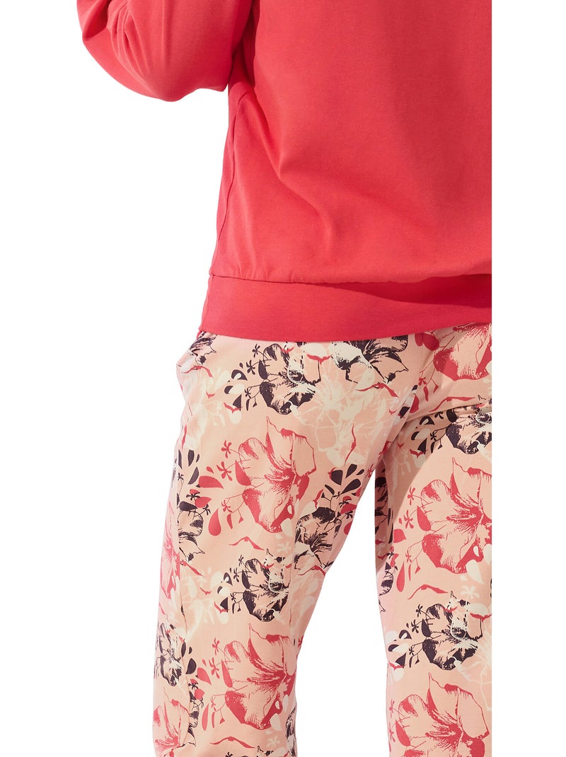 Pyjama pantalon resserré top manches longues ocean Orange corail - Kiabi