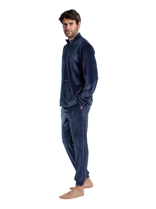 Pyjama pantalon sweat col montant zippé corduroy - Kiabi Pyjama pantalon sweat col montant zippé corduroy - Kiabi