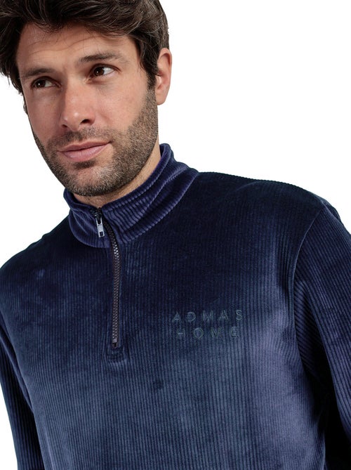 Pyjama pantalon sweat col montant zippé corduroy - Kiabi Pyjama pantalon sweat col montant zippé corduroy - Kiabi
