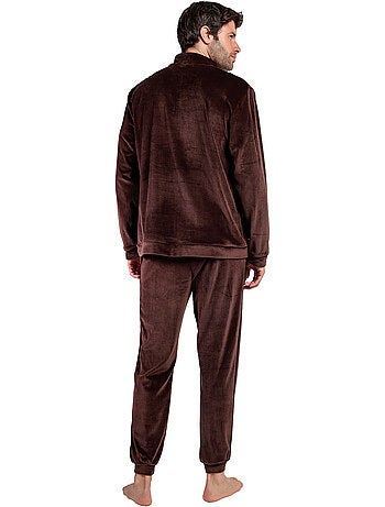 Pyjama pantalon sweat col montant zippé corduroy