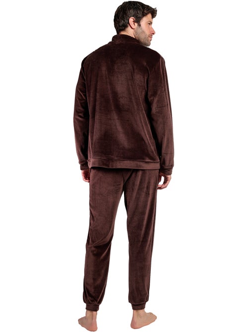 Pyjama pantalon sweat col montant zippé corduroy - Kiabi Pyjama pantalon sweat col montant zippé corduroy - Kiabi