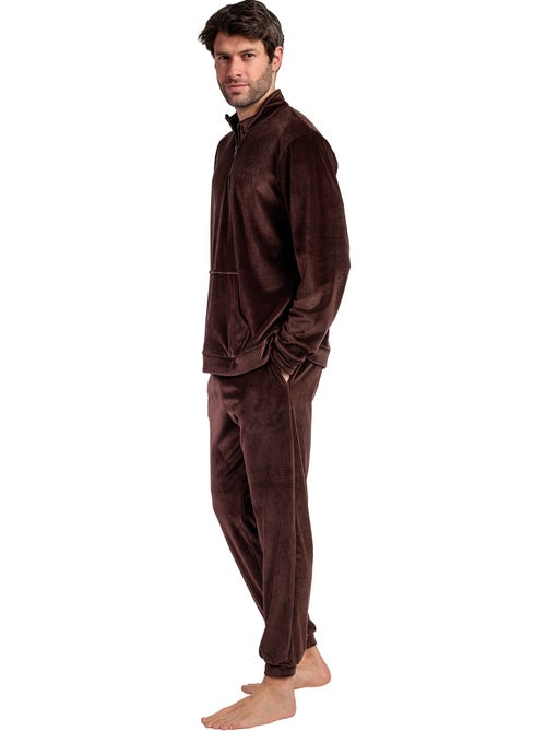 Pyjama pantalon sweat col montant zippé corduroy - Kiabi Pyjama pantalon sweat col montant zippé corduroy - Kiabi