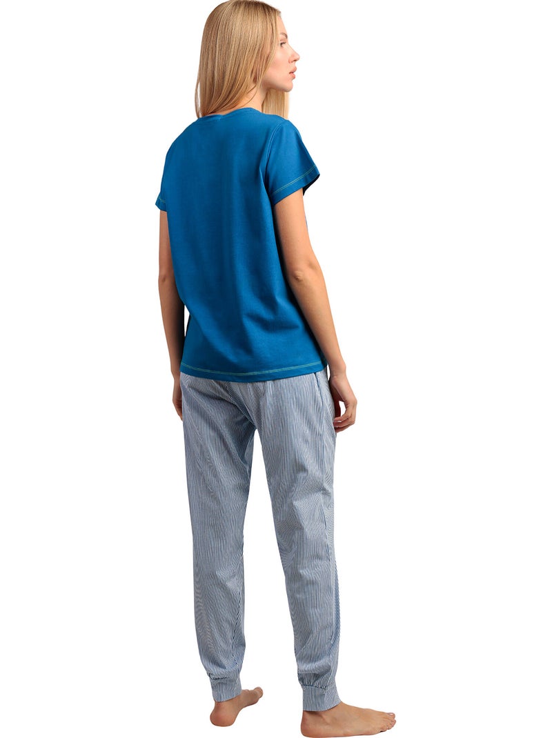 Pyjama pantalon t-shirt love your life Bleu - Kiabi