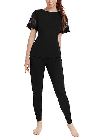 Pyjama pantalon top manches courtes smooth