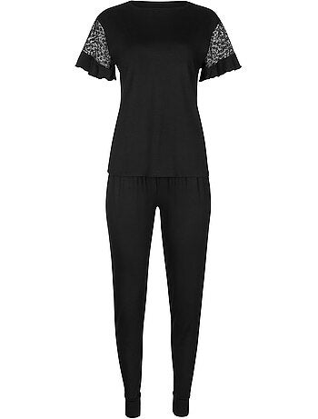 Pyjama pantalon top manches courtes smooth