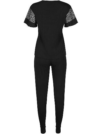 Pyjama pantalon top manches courtes smooth