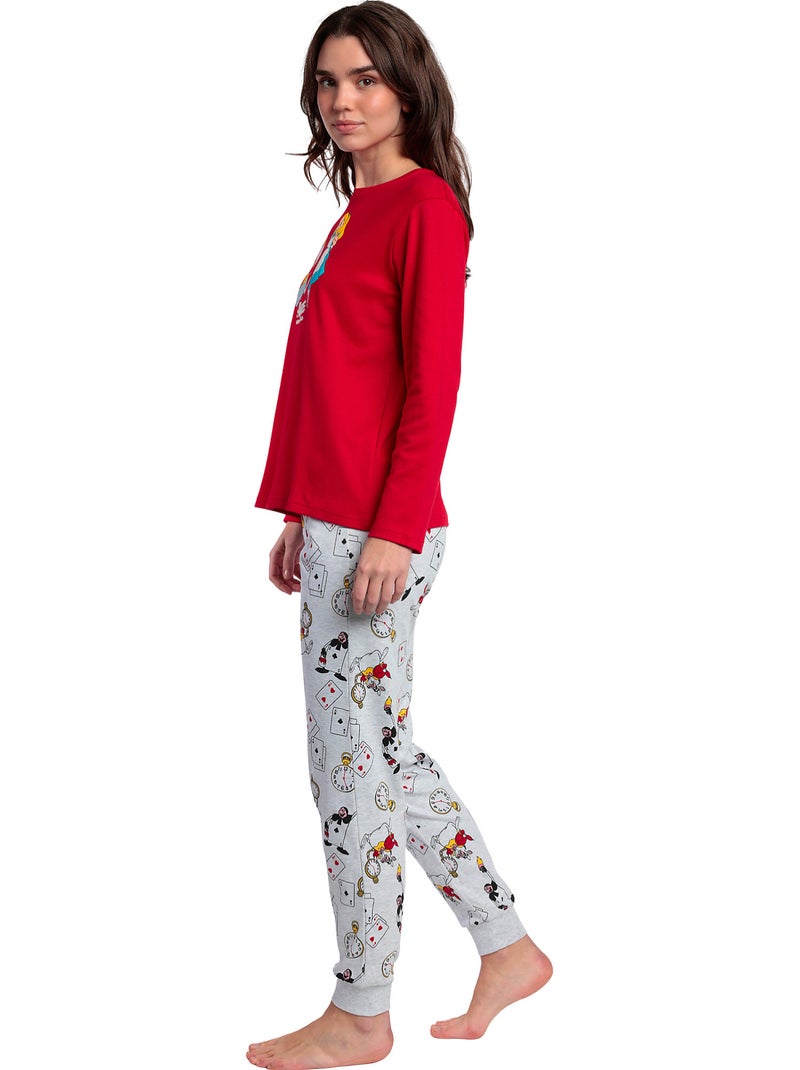 Pyjama pantalon top manches longues alice in wonderland disney Rouge - Kiabi