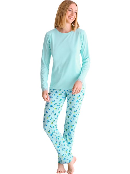 Pyjama pantalon top manches longues bloomy - Kiabi Pyjama pantalon top manches longues bloomy - Kiabi
