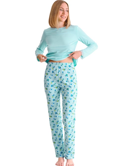 Pyjama pantalon top manches longues bloomy - Kiabi Pyjama pantalon top manches longues bloomy - Kiabi