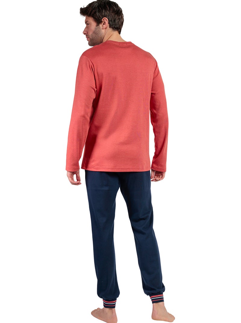 Pyjama pantalon top manches longues burnt lois Orange - Kiabi