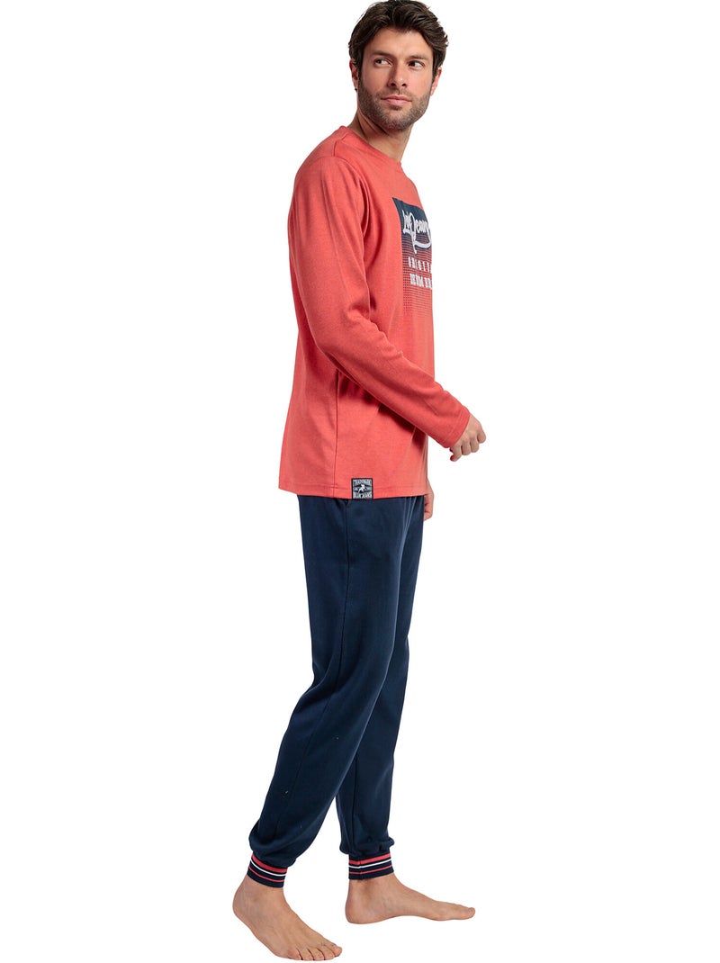 Pyjama pantalon top manches longues burnt lois Orange - Kiabi