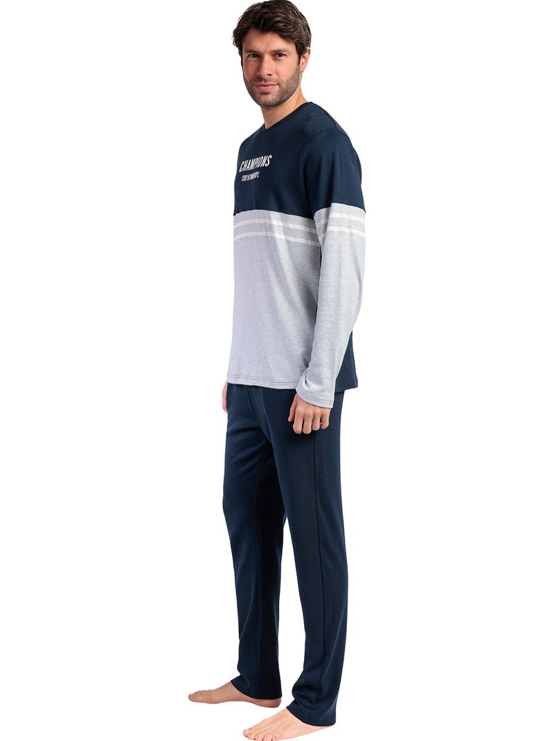 Pyjama pantalon top manches longues champions Bleu marine - Kiabi