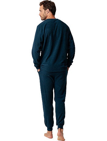 Pyjama pantalon top manches longues checks texture