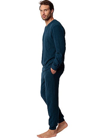 Pyjama pantalon top manches longues checks texture
