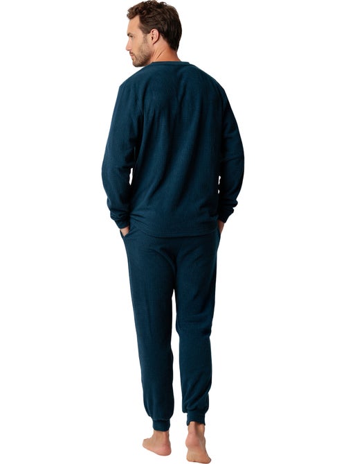 Pyjama pantalon top manches longues checks texture - Kiabi Pyjama pantalon top manches longues checks texture - Kiabi