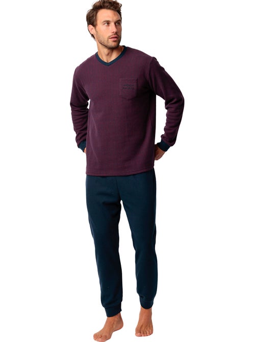 Pyjama pantalon top manches longues claret - Kiabi